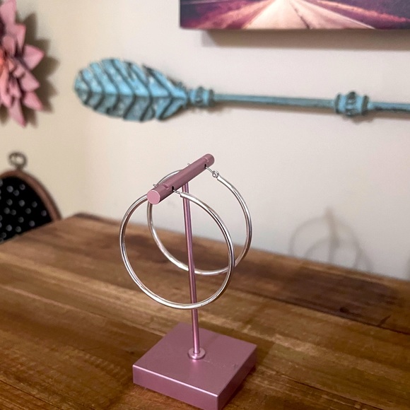 Silver Hoop Earrings 2” - Picture 1 of 3